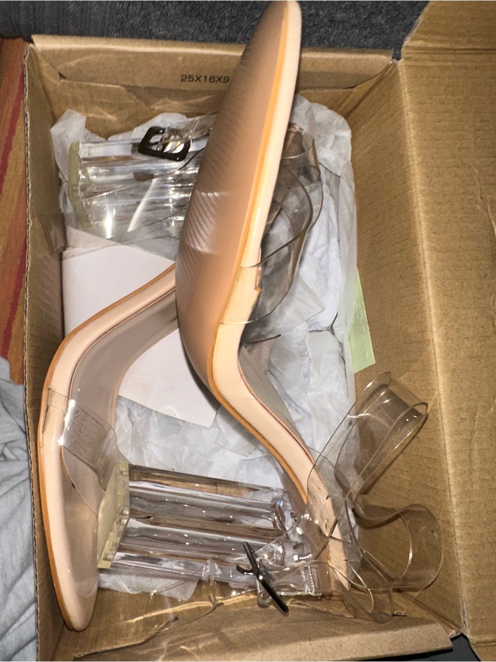 Boohoo Nude Clear Strap Heeled Sandals